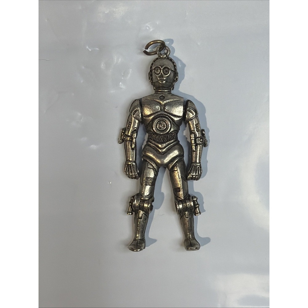 Vintage 1977 Star Wars C-3PO Pendant Necklace Charm Movable Arms 20th